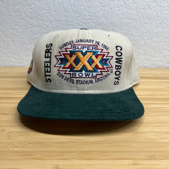 New Era Other - New Era Super Bowl XXX 1996 Vintage Hat Steelers vs Cowboys Cream Green 90s OSFA